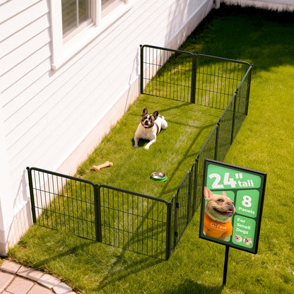 FXW Dog Playpen Heavy Duty Metal Pet Fence with Gate – 8/16/24/32/48 Panels, 24/32/40 Inch Height, Indoor & Outdoor Exercise Pen for Large Medium Small Dogs, Portable Yard Garden RV Camping Enclosure