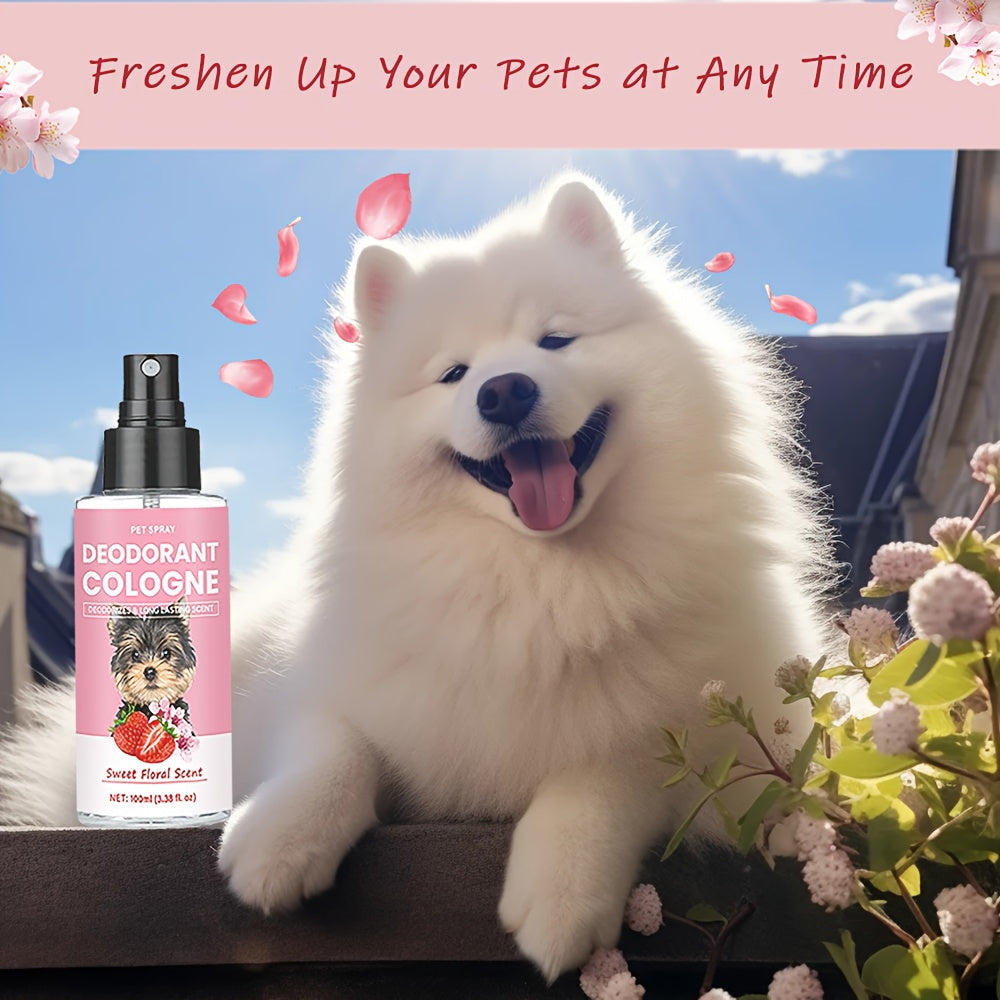 Pet Cologne Deodorant Spray 4.2oz Floral Scent - Dog Grooming Perfume with Vanilla Raspberry Neroli White Peony Patchouli Ambergris, All Breed Sizes, Long-Lasting Fresh Scent for Dogs