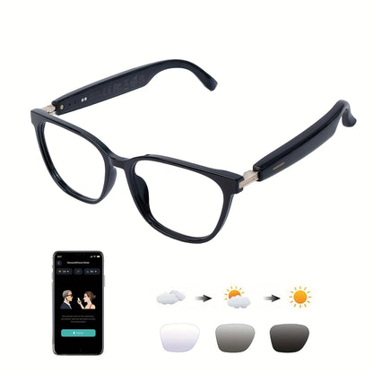 AI Smart Glasses Real-Time Translation 160+ Languages ChatGPT System Bluetooth 5.3 Built-in Mic Speaker – HD Voice Calls HiFi Music Smart Audio Glasses Unisex Men Women