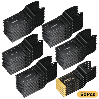Titanium Oscillating Saw Blades Universal Quick Release Multi Tool Blades Set – 18/28/36/50 Pcs, Cuts Metal, Wood & Plastic, Compatible with Dewalt, Makita, Bosch & More