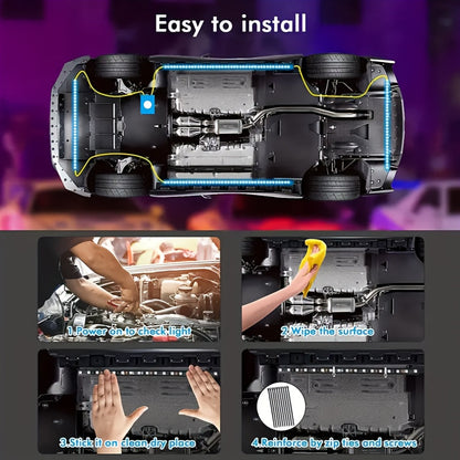 Car LED Underglow Atmosphere Light Kit – App & Wireless Control, Multiple Scene Modes, 2 Strips (23.62" × 35.43"), Compatible with Cars, Trucks & SUVs, Interior & Exterior Decorative Lighting