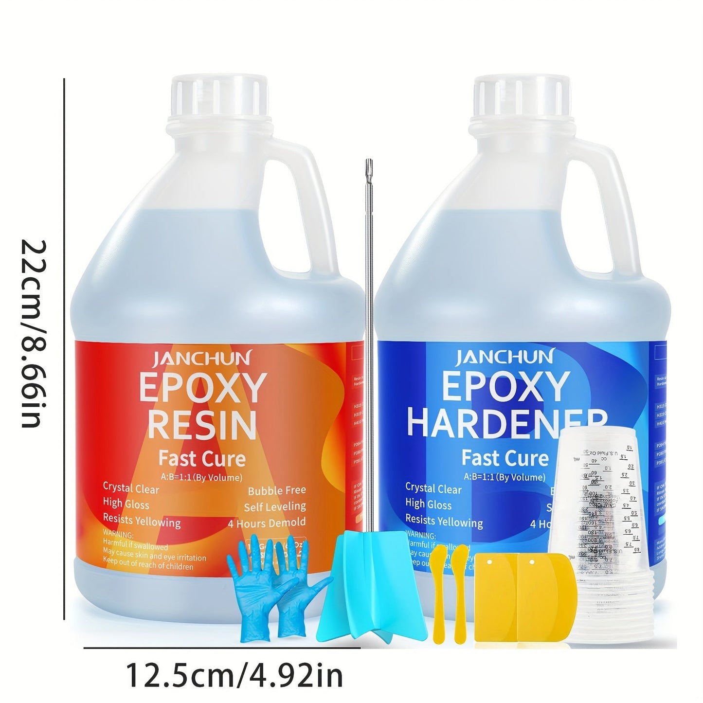 Clear Epoxy Resin Kit, No Yellowing No Bubble High Gloss Casting & Coating Resin with Mixing Tools & Gloves, 1:1 Ratio Art Resin for Jewelry Making, Countertops, River Tables, Coasters & DIY Crafts