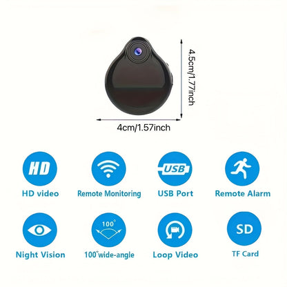 WiFi Mini Body Camera Wearable Micro Cam Motion Detection Video Voice Recording Home Security Nanny Cam – Built-in Battery Wireless Remote Monitoring via Smartphone