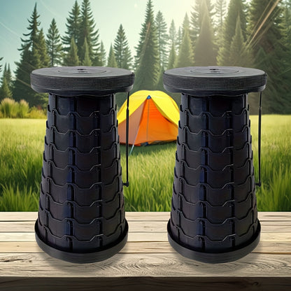 2-Pack Collapsible Folding Stool – 400 lbs Capacity Portable Telescopic Camping Stool, Compact Storage for Travel, Camping, Hiking, Fishing & Backyard BBQ – Lightweight Plastic Seat, Men's Gift