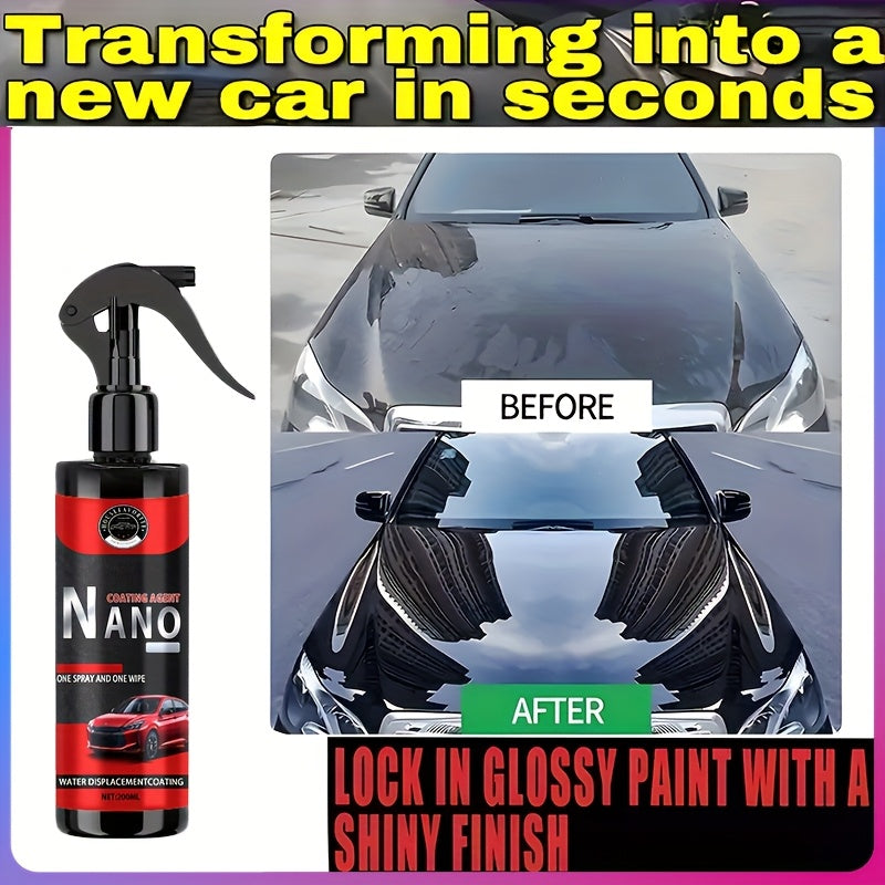 Liquid Ceramic Coating 6.76oz with Applicator Sponge - Automotive Paint Protection, Hydrophobic Glass Treatment, High Gloss Enhancement and Surface Rejuvenation for Cars, Trucks and SUVs