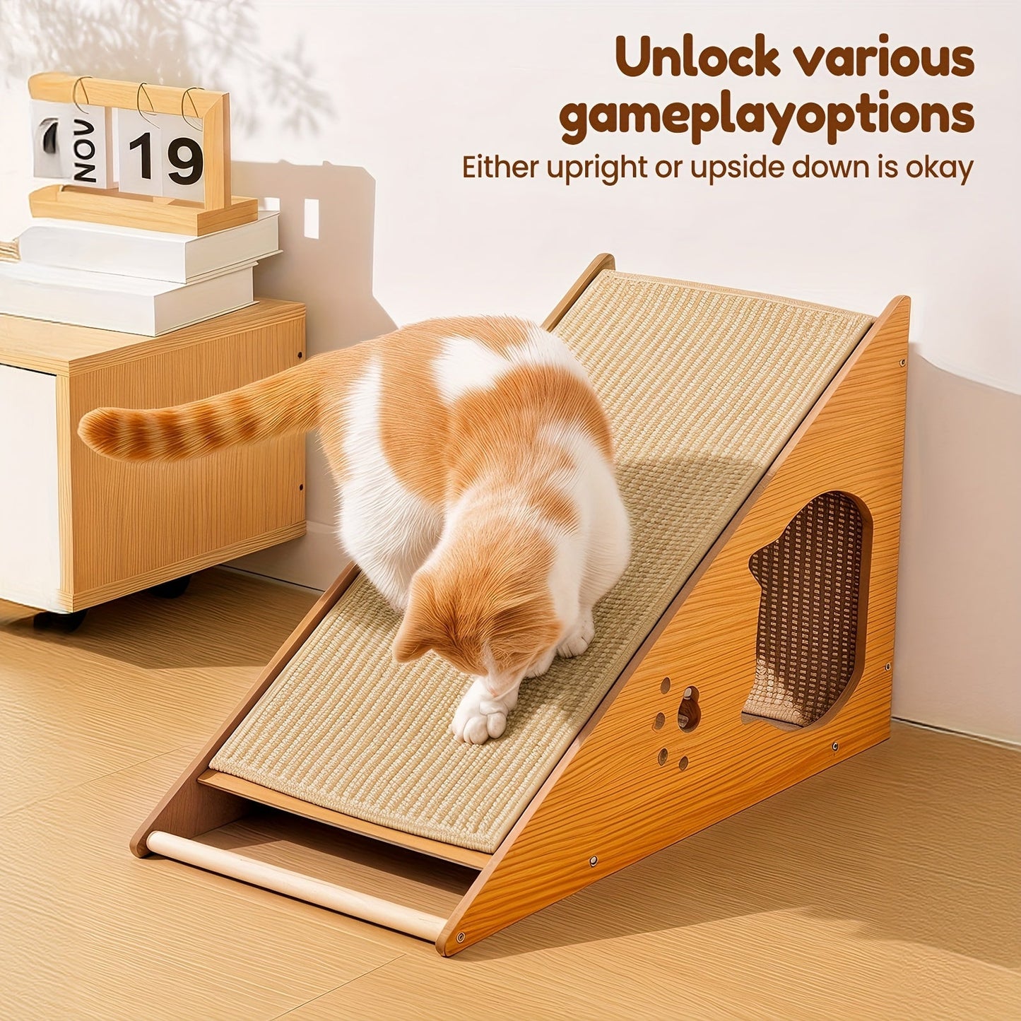 27 Inch Sisal Cat Scratching Board – Multi-Functional Wear-Resistant Cat Paw Pad Furniture Protector with 3 Teaser Balls, Easy Install, Indoor Cat Scratching Pad