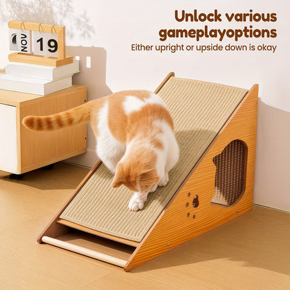 27 Inch Sisal Cat Scratching Board – Multi-Functional Wear-Resistant Cat Paw Pad Furniture Protector with 3 Teaser Balls, Easy Install, Indoor Cat Scratching Pad