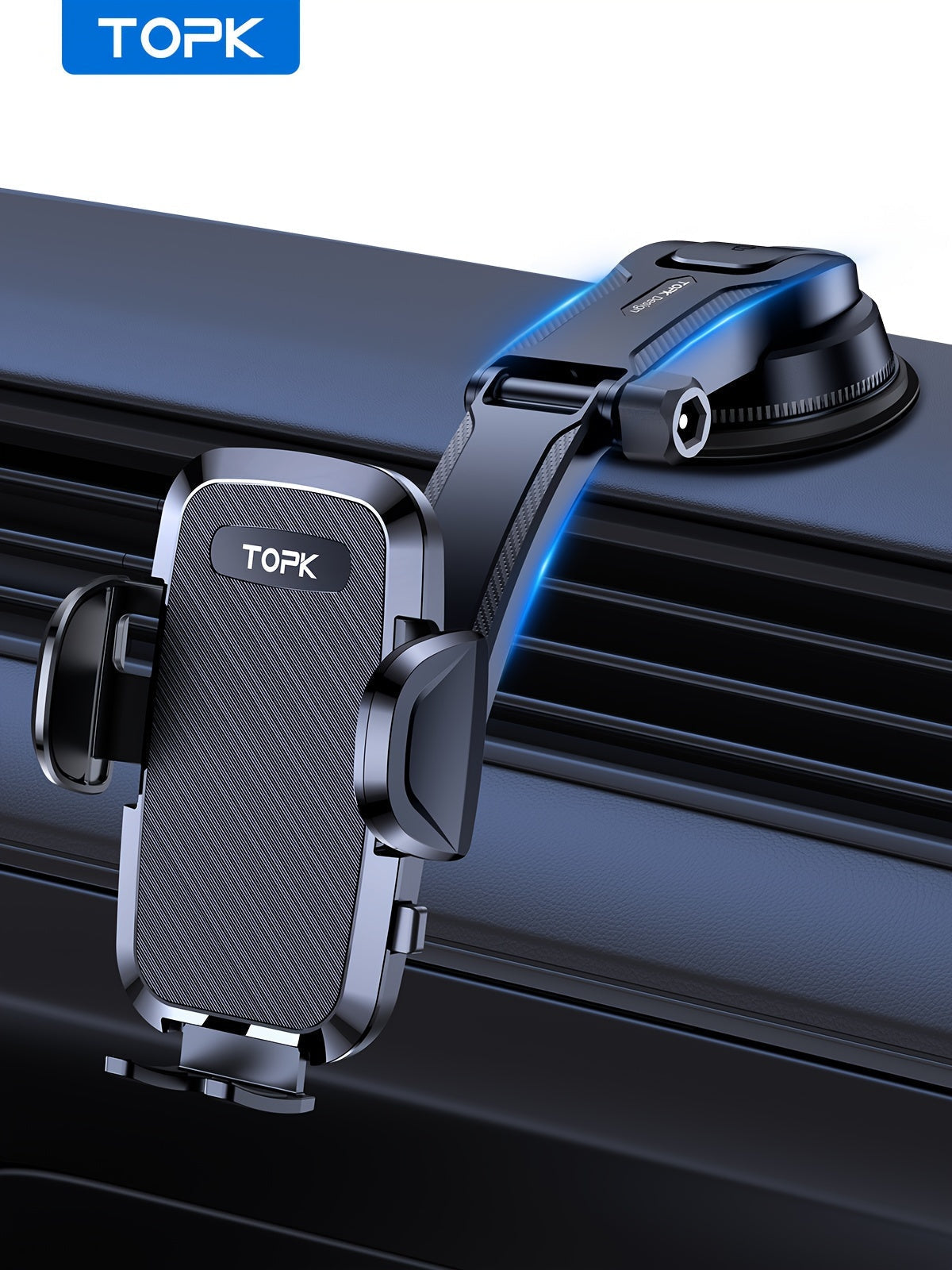 Car Phone Holder Mount – Upgraded 360° Rotation Dashboard & Windshield Cradle, Handsfree Universal Stand Compatible with iPhone 15 14 13, Samsung Galaxy, Android Phones | Velora