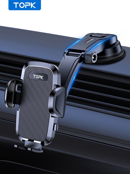 Car Phone Holder Mount – Upgraded 360° Rotation Dashboard & Windshield Cradle, Handsfree Universal Stand Compatible with iPhone 15 14 13, Samsung Galaxy, Android Phones | Velora