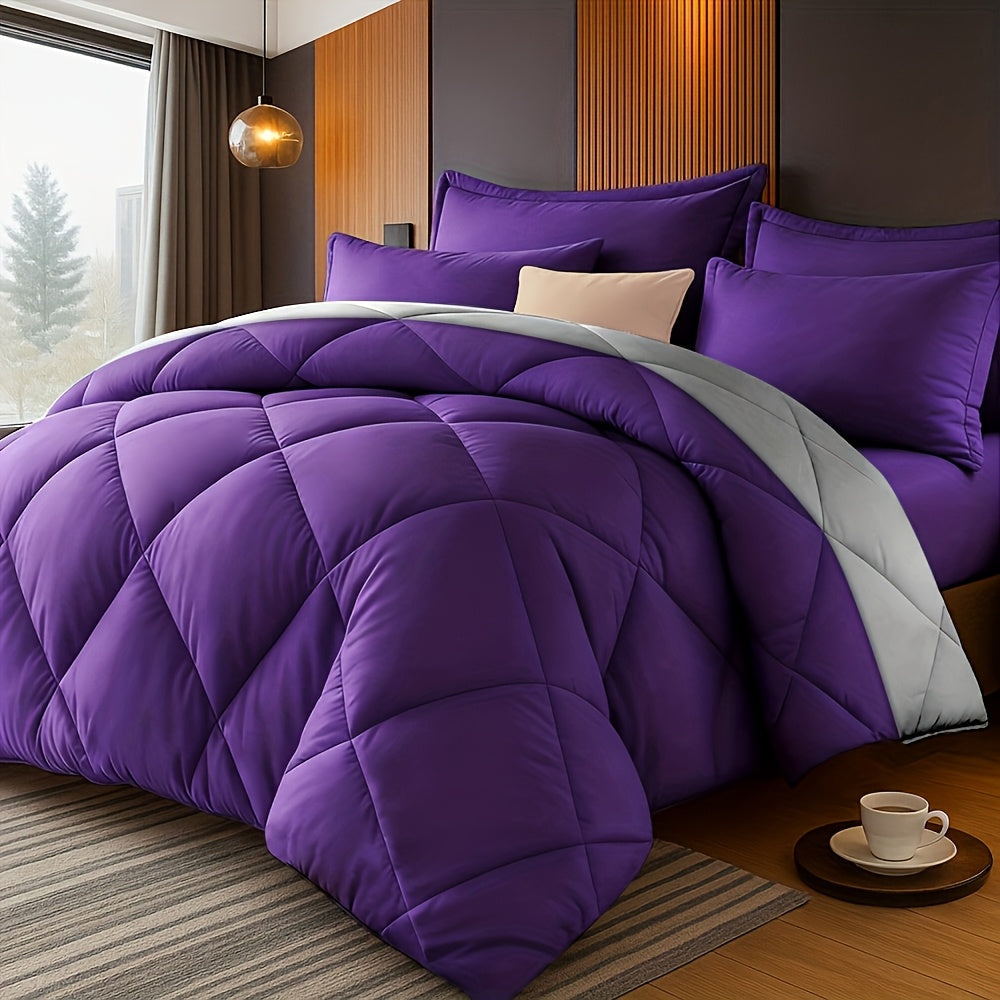 Quilted Comforter Set Twin Queen King Size – Soft Diamond Pattern Quilt with Pillowcases Ultra-Fine Fiber Fill Lightweight Breathable All-Season Bedding 2/3 Piece Multiple Colors