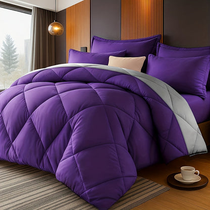 Quilted Comforter Set Twin Queen King Size – Soft Diamond Pattern Quilt with Pillowcases Ultra-Fine Fiber Fill Lightweight Breathable All-Season Bedding 2/3 Piece Multiple Colors