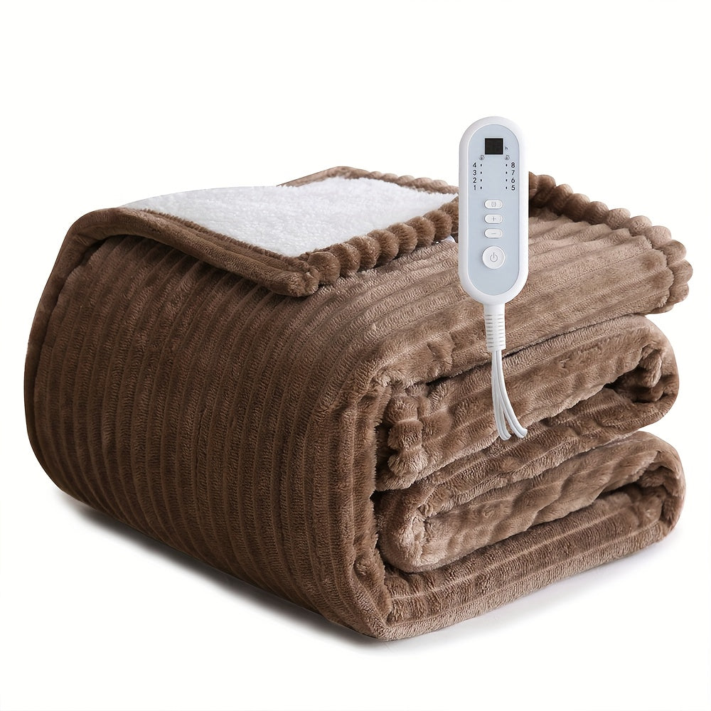 Electric Heated Blanket Flannel Extra Large with 8 Temperature Levels 10-Hour Auto-Off PTC+NTC Overheat Protection Machine Washable – Throw Twin Full Queen King Sizes