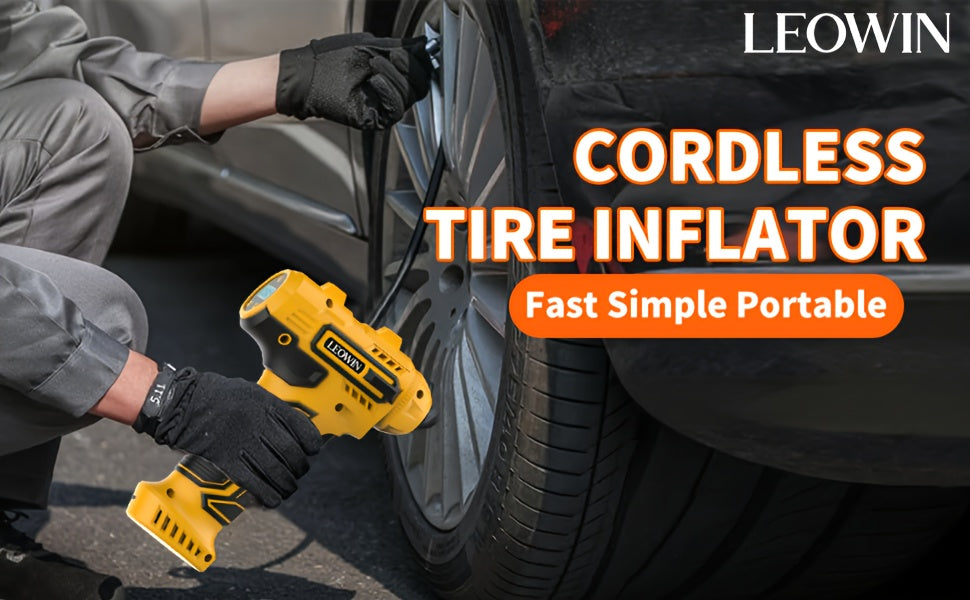 Portable Air Compressor Tire Inflator – 150 PSI Cordless Handheld Pump with Auto-Shutoff, Digital Pressure Gauge, LED Light, Rechargeable Battery for Car, Motorcycle, Bike, Ball | Velora