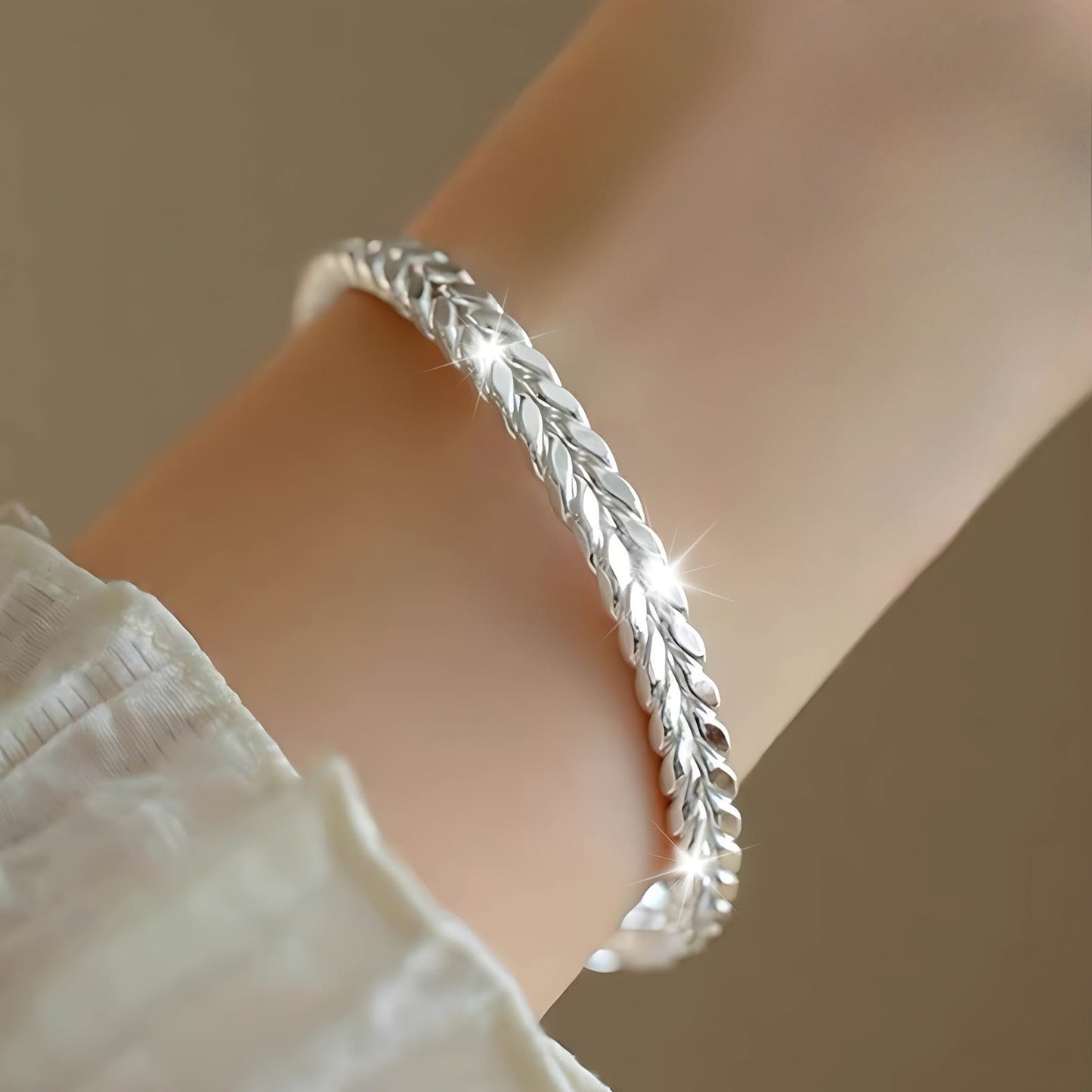 999 Sterling Silver Bohemian Wheat Chain Bracelet for Women – Adjustable No-Plating Pure Silver Bracelet, Elegant Daily Wear Jewelry Gift for Anniversary Valentine’s Day Birthday