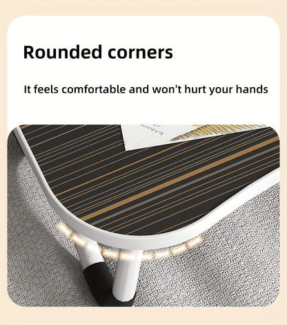 Foldable Laptop Desk Portable Bed Desk with Cup Holder and Tablet Slot Fiberboard Lap Desk for Work Study Drawing and Dining in Bed Sofa Floor Available in Black and Walnut