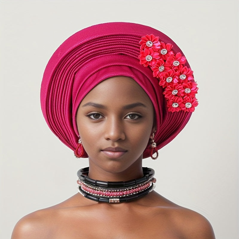 African Nigerian Gele Hat Layered Applique Headpiece Women Wedding Tea Party Fascinator Traditional Headwear 15 Colors Mother's Day Gift