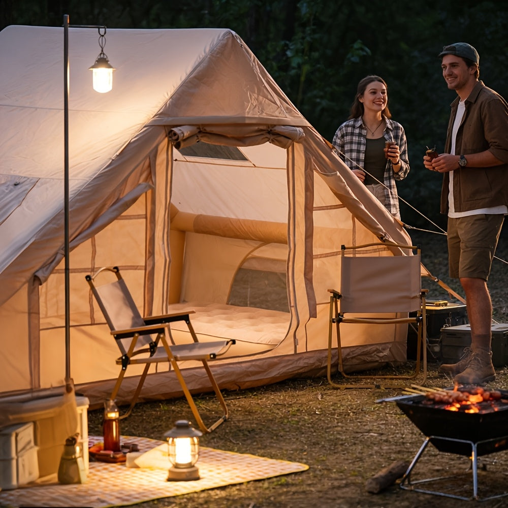 Inflatable Camping Tent 4-6 Person – 4-Season Luxury Air Tent with Manual Pump Easy Setup Windproof Glamping House for Family Outdoor Camping