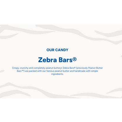Zebra Bars Crispy Peanut Butter Candy Bars – Crunchy Handmade Peanut Butter Snack Bars, Rich Nutty Flavor, Perfect for Snacking, Gifting, Office Treats & Candy Lovers