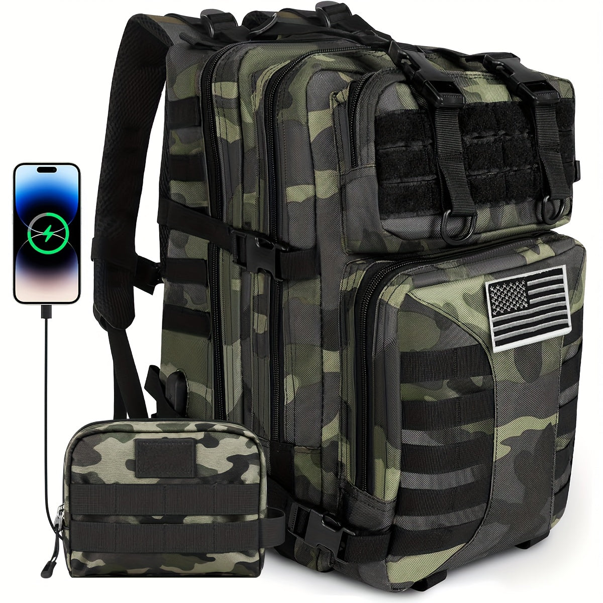 50L High Capacity Tactical Backpack Unisex – MOLLE Military Bag for Camping, Fishing, Hunting, Hiking & Travel – 13 Color Options Including Handbag & Storage Bag Variants