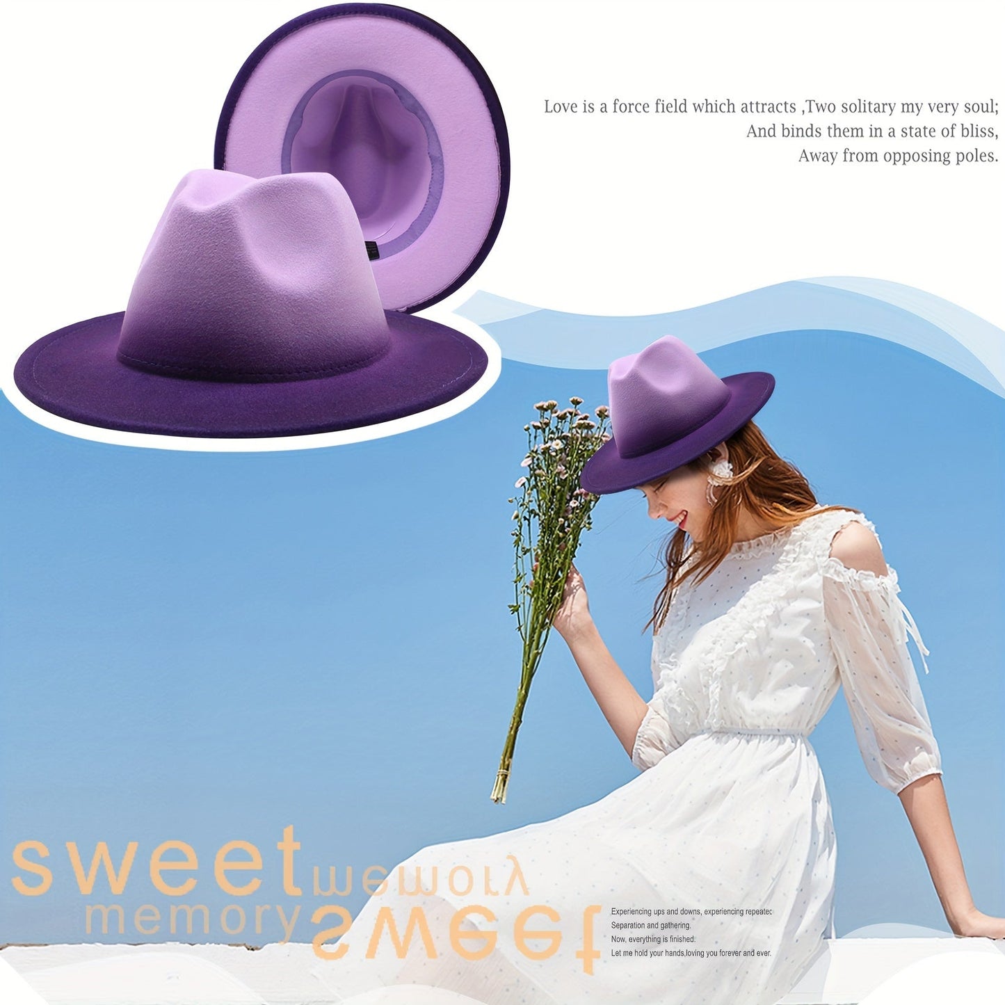 Wide Brim Fedora Hat for Women and Men Two Tone Gradient Color Jazz Panama Cap Unisex Classic Fashion Hat Multiple Colors
