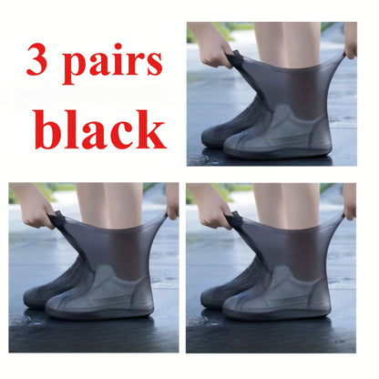 Reusable Latex Rain Boot Shoe Covers Waterproof Overshoes for Men Women & Kids – 5 Pairs Mixed Colors, One Size Fits All (EU 34-45), Durable Non-Slip Rain Protection for Outdoor Use