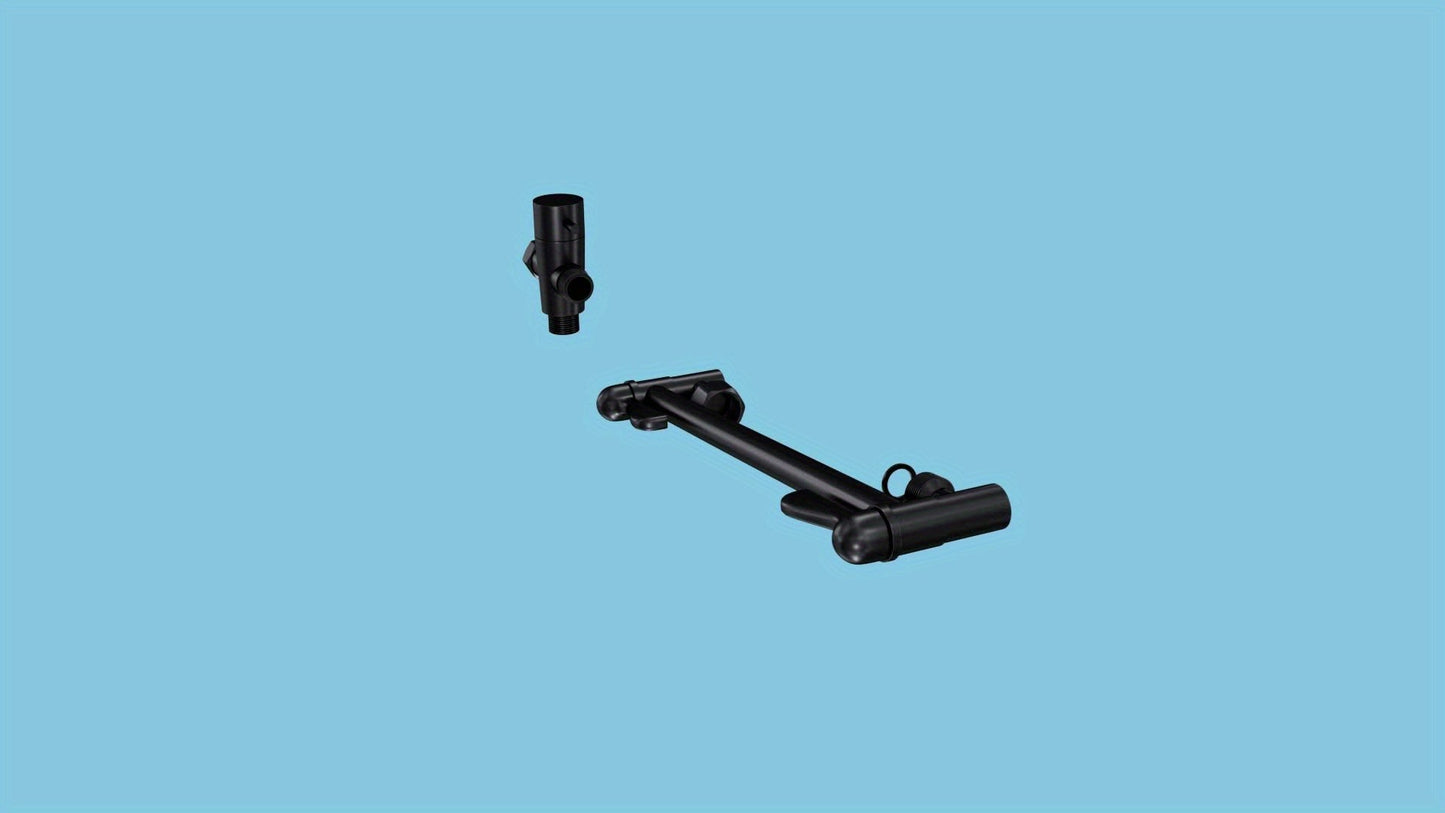 High Pressure Rainfall Handheld Shower Head Combo 11-Inch Extension Arm 9 Settings Anti-Leak Height Adjustable Chrome Matte Black
