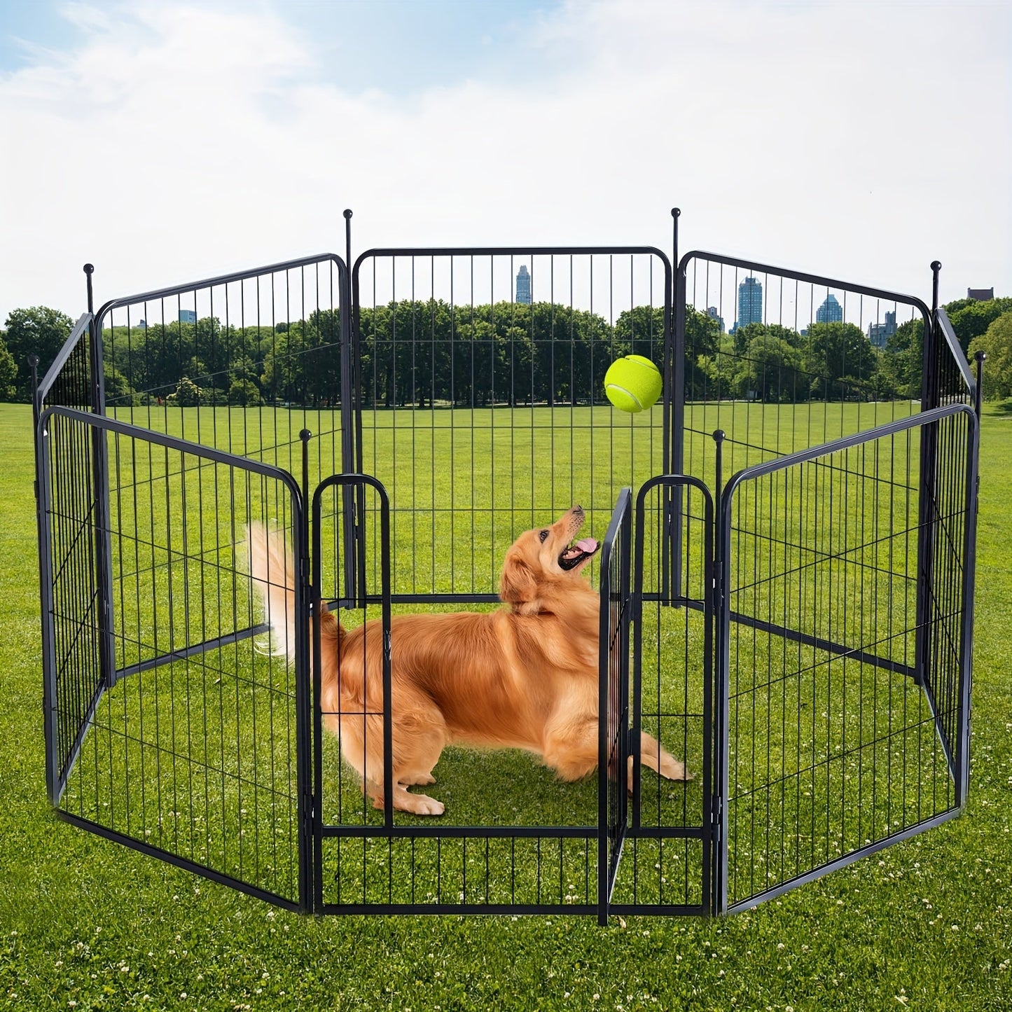 Outdoor Dog Playpen 8 Panels 32 Inch Hammer Design – Pre-Assembled Garden Dog Enclosure for Small to Medium Dogs, Yard Fence Barrier, Expandable Animal Pen