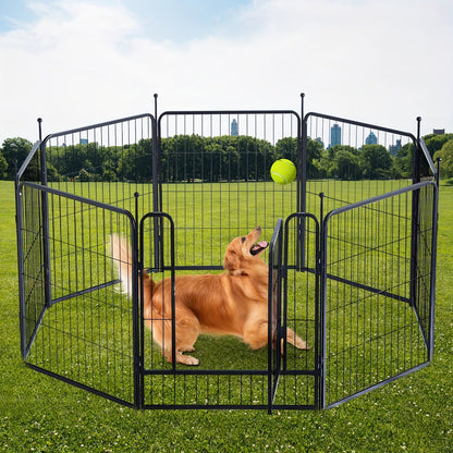 Outdoor Dog Playpen 8 Panels 32 Inch Hammer Design – Pre-Assembled Garden Dog Enclosure for Small to Medium Dogs, Yard Fence Barrier, Expandable Animal Pen