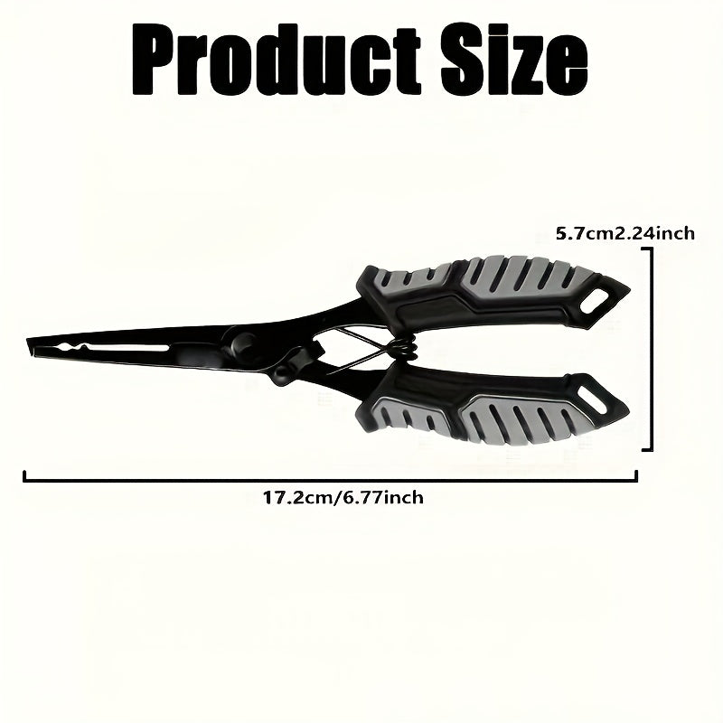 Fishing Pliers & Fish Gripper Combo Set 2PCS Stainless Steel with TPR Comfort Grip, Spring-Loaded Lock, Hook Remover Line Cutter Lanyard - Essential Freshwater Saltwater Fishing Tool Gift for Fishermen