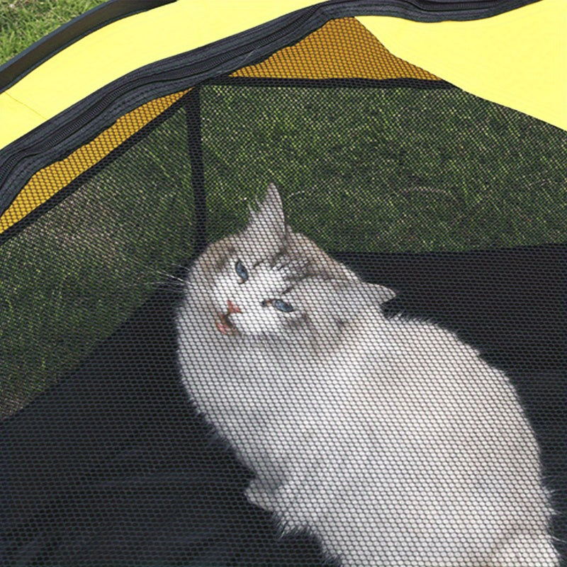 Portable Foldable Pet Playpen with Zipper Gate – 3 Sizes S/M/L Collapsible Mesh Enclosure for Cats, Dogs, Puppies & Kittens, Scratch-Resistant Indoor Outdoor Pet Fence Play Yard