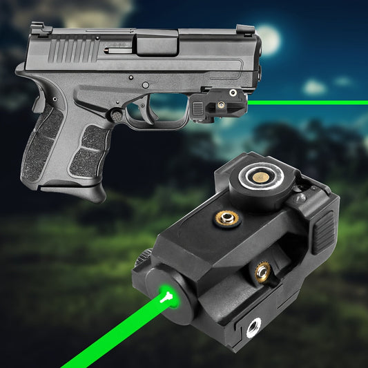 Ultra Compact Green Laser Sight for Handguns & Pistols – Magnetic USB Charging, 20mm Picatinny Rail, Ambidextrous ON/OFF, PA66 Nylon, 150-300m Visible – 7 Color & Charging Variants