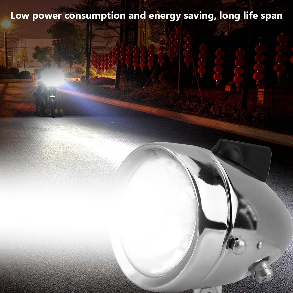 Bicycle Dynamo Headlight & Tail Light Kit 12V 6W Friction Generator – No Battery Needed, Fits Mountain Bike, Road Bike, BMX, Folding Bike, Kids Bike & More, Silver