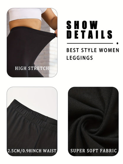 Women's Capri Pants 5-Pack Super Soft No See-Through High-Stretch Skinny Fit Solid Color Yoga Sports Leggings – LUCKYUM XS-XXL
