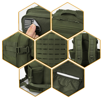 25L MOLLE Tactical Laptop Backpack for Men Women – Military Bug Out Bag Hiking Daypack with Dual Cup Holders, 9 Colors, Office & Outdoor Travel Pack