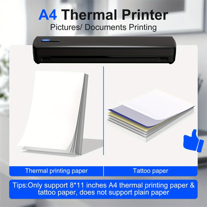 Portable Inkless Thermal Printer Wireless – D810B A4 & US Letter 8.5x11 Mobile Printer, 200 Sheets Per Charge, Compatible with iPhone Android & Laptop, for Home Office School Travel, Includes 20 Sheets