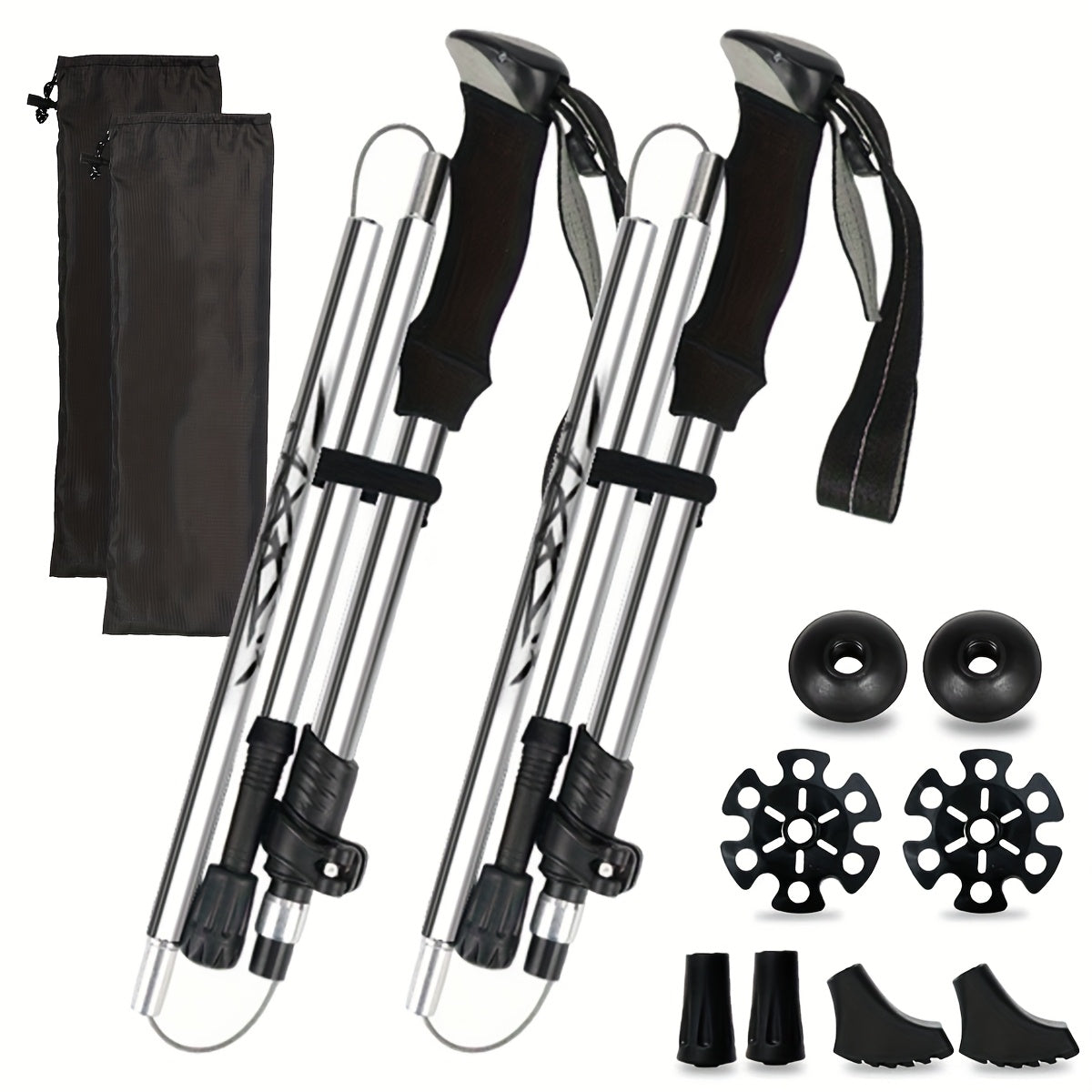 Trekking Poles 2 Pack Lightweight Aluminum Alloy Foldable Hiking Sticks – Quick-Lock Adjustable, Ergonomic Non-Slip Grip & Carry Bag for Men Women Camping Travel