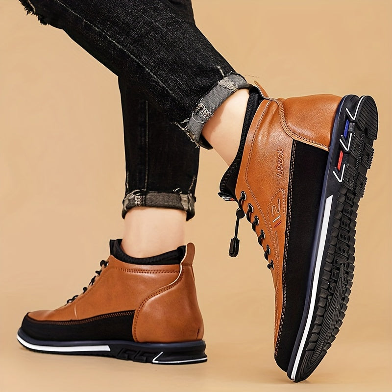Men's High Top Business Casual Dress Shoes – Lace-Up Formal Oxford Sneakers for Office & Suit, 13 Colors, US Sizes 6.5–13.5