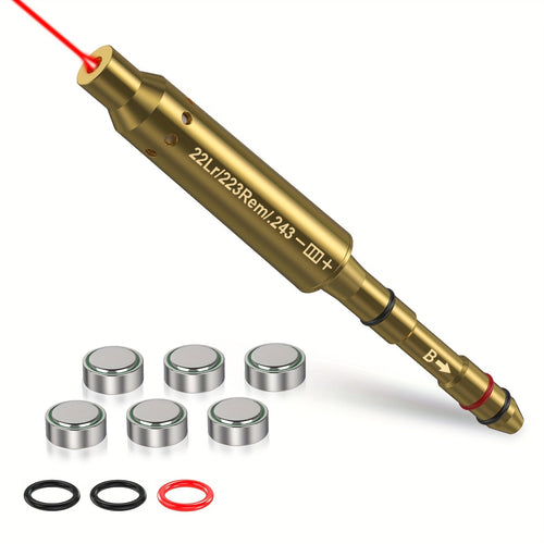Laser Bore Sighter Multi-Caliber 22LR 223REM 243 9mm 308 30-06 7.62 177 6.5mm 7mm 25 27 Crossbow – Muzzle End Barrel Boresight Scope Zeroing Kit with 6 Batteries & 5 O-Rings 100 Yard Zero