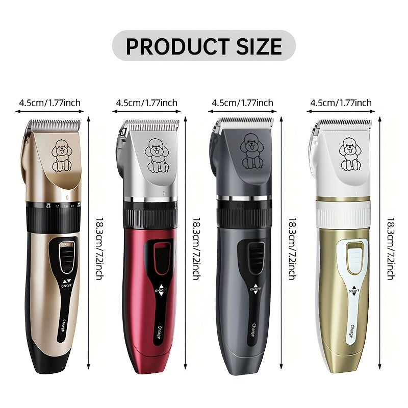 USB Rechargeable Pet Grooming Clippers Kit for Dogs & Cats – Ceramic Blades, Low Noise, Cordless Electric Clipper Set with Brush & Comb
