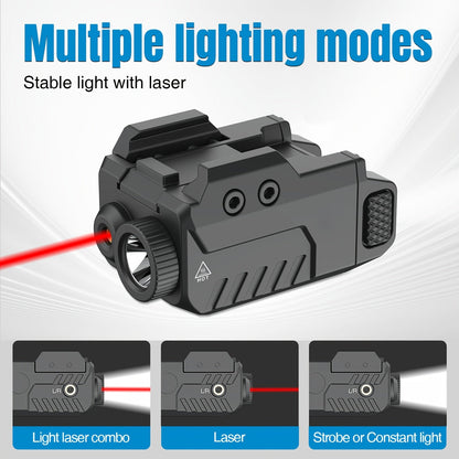 550 Lumens Low Profile Tactical Flashlight with Red Green Blue Laser Sight for Picatinny Rail Pistol Compact Handgun Weapon Light Laser Beam Combo for Shooting Range Home Defense Hunting