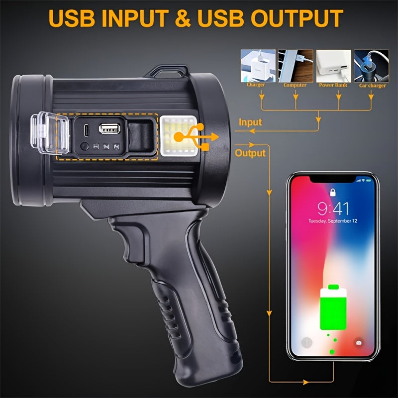 LED Rechargeable Flashlight 6 Modes 3 Color Filters USB & Solar Charging IPX4 Waterproof Tactical Flashlight for Camping Hiking Hunting Boating – Christmas & Holiday Gift
