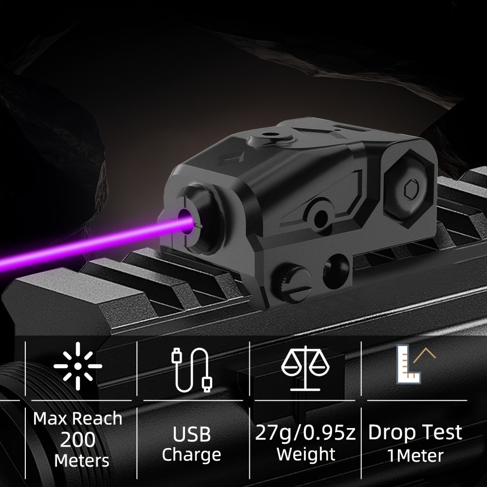 Compact Pistol Laser Sight Green Red Purple Type-C Rechargeable Ultra Compact Handgun Laser with 20mm Picatinny Rail Ambidextrous Switch for Most Pistols and Rifles