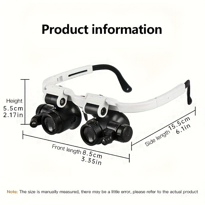 Head-Mounted Magnifying Glass with LED Light Hands-Free 8X 15X 23X Foldable Dual Head – Wearable Magnifier for Jewelry Making, Electronics Repair, Crafts, Reading & Precision Work