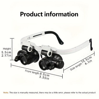 Head-Mounted Magnifying Glass with LED Light Hands-Free 8X 15X 23X Foldable Dual Head – Wearable Magnifier for Jewelry Making, Electronics Repair, Crafts, Reading & Precision Work