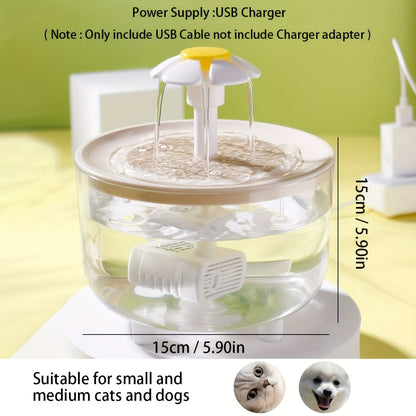 Pet Water Fountain 50oz Quiet USB-Powered BPA-Free - Automatic Drinking Fountain for Cats and Small Animals, Easy to Clean, No Battery Required, Continuous Fresh Filtered Water Dispenser
