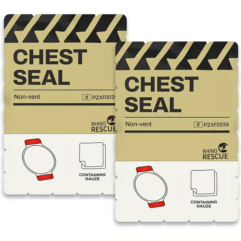 RHINO RESCUE Non-Vented Chest Seal Emergency Trauma Dressing – Portable IFAK Medical Supply for Sucking Chest Wounds, PA Nylon, FSA/HSA Eligible, Yellow