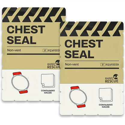 RHINO RESCUE Non-Vented Chest Seal Emergency Trauma Dressing – Portable IFAK Medical Supply for Sucking Chest Wounds, PA Nylon, FSA/HSA Eligible, Yellow