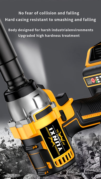 21V Brushless Cordless Impact Wrench & Drill Set – 4000mAh Li-ion Battery, Toolbox, Charger & Socket Accessories for Automotive, Home & Industrial Use