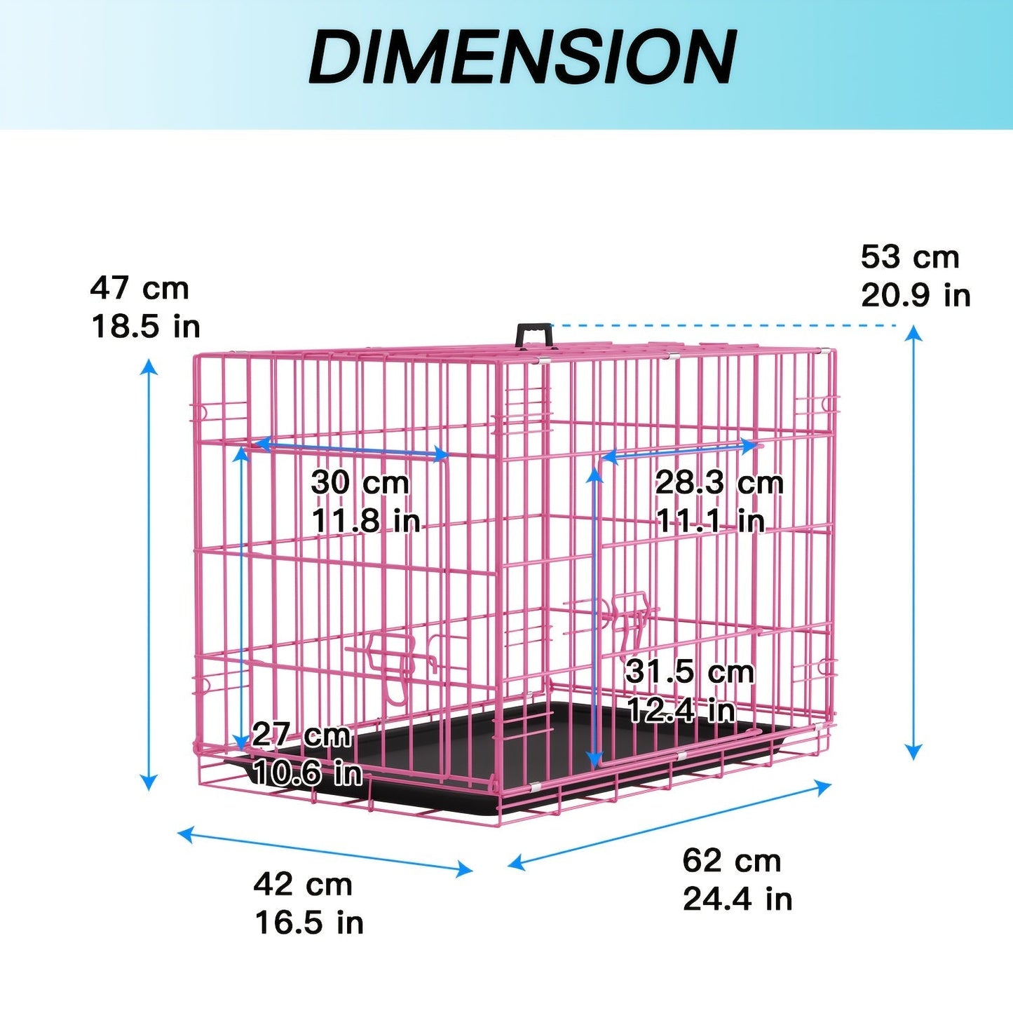 Foldable Metal Wire Dog Crate for Small Dogs & Rabbits – Adjustable Divider Panel, Leak-Proof Plastic Pan, Indoor Outdoor Pet Kennel for Chihuahuas Toy Breeds Small Animals, Multiple Sizes