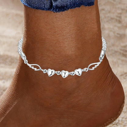 925 Sterling Silver Angel Wings Anklet for Women – Love Heart Charm Chain Anklet, Nickel-Free Beach Jewelry, Perfect Gift for Her, Birthdays & Valentine’s Day